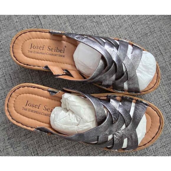 JOSEF SEIBEL Metalic Sheen Leather Sandal - Picture 1 of 4